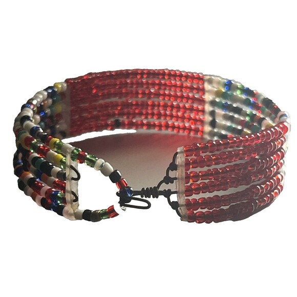Maasai African Tribal Bracelet Handmade Bead Stack Cuff Colorful Boho Festival‎ - Picture 4 of 5